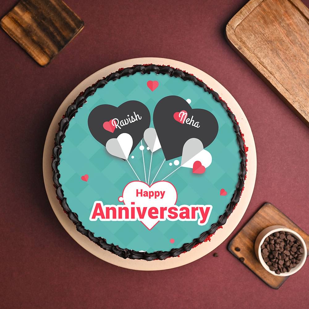 Hearty Photo Anniversary Cake