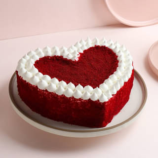 Front View Valentine Heart Shaped Red Velvet Cake 