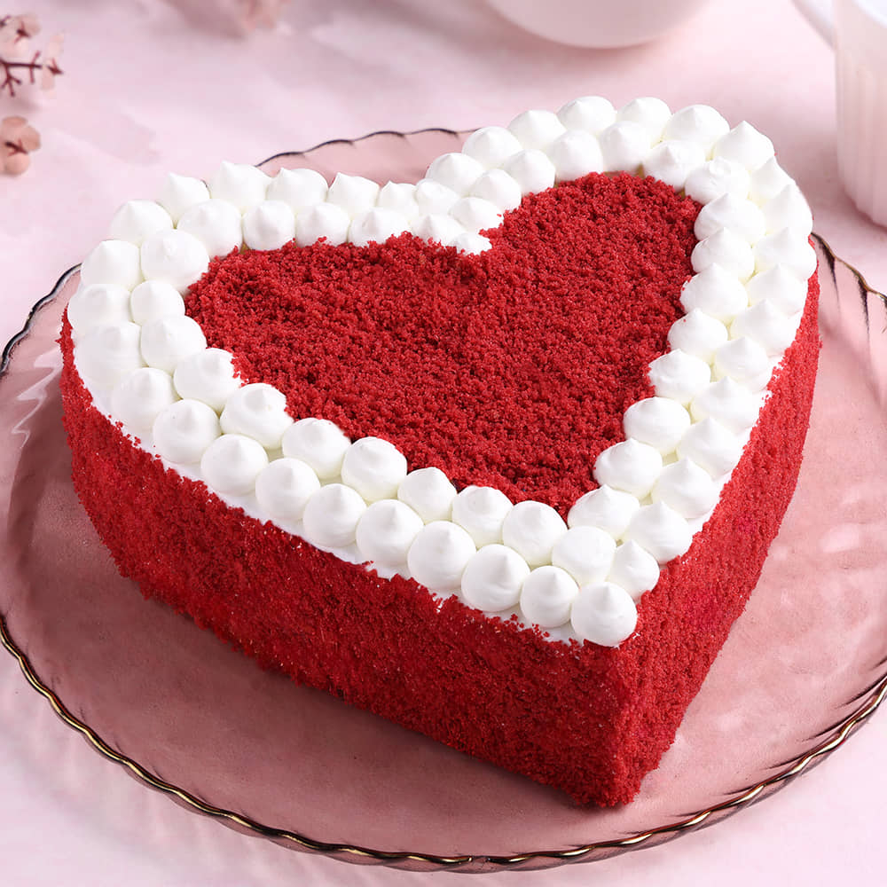 Heart Shape Red Velvet Crumb Cake Front View Heart Shaped Red Velvet Cake for Anniversary