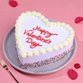 Sprinkled Heart Valentines Day Cake