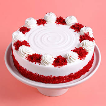 Top View Red Velvet Cream Cake