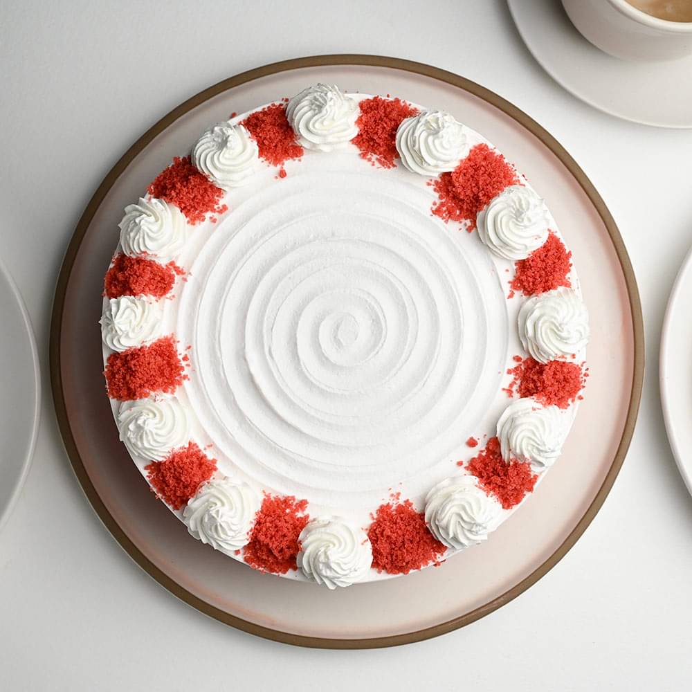 Top View Red Velvet Cream Cake