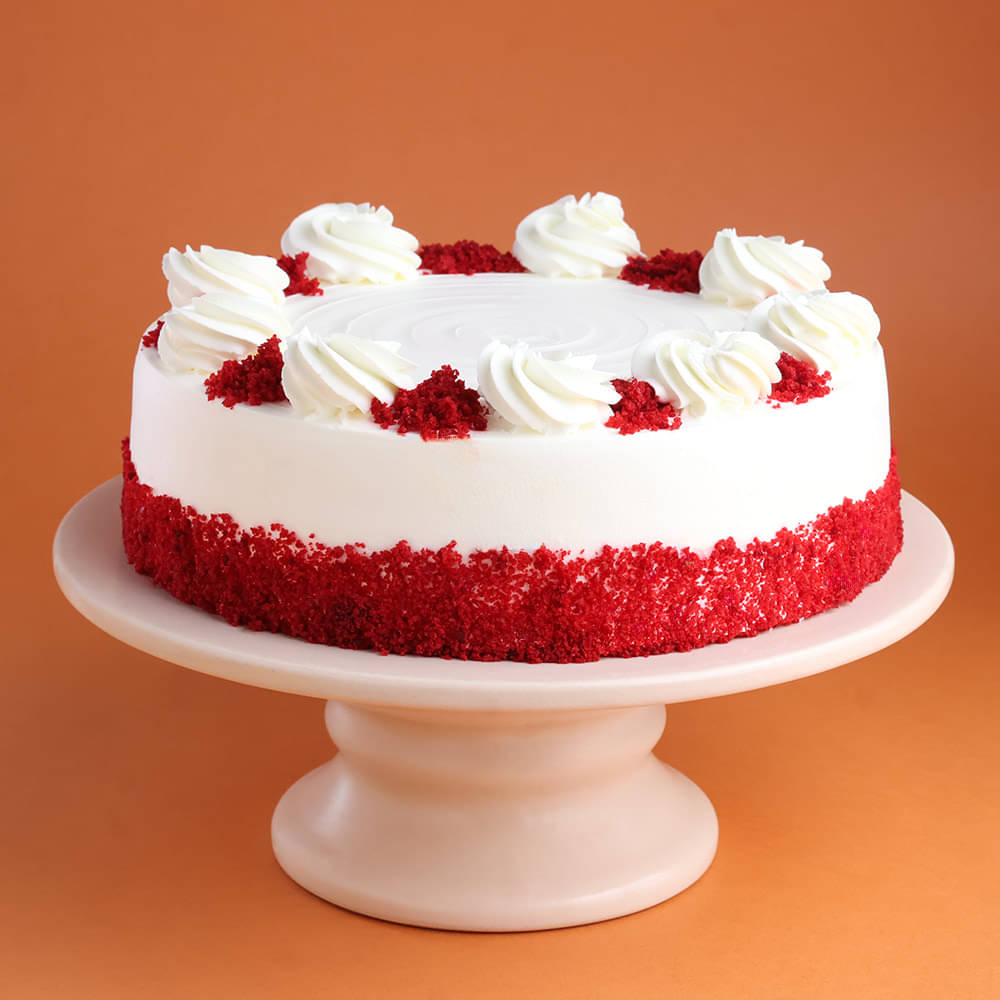Top View Red Velvet Cream Cake