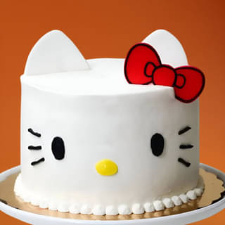 Side View of Hello Kitty White Cream Cake
