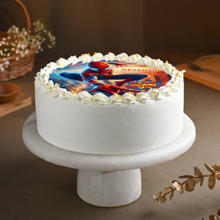 Top View of Spider Man Birthday Cake