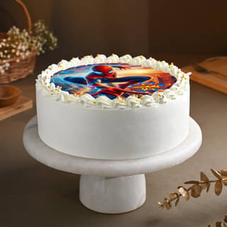 Side View of Heroic Spiderman Photo Cake