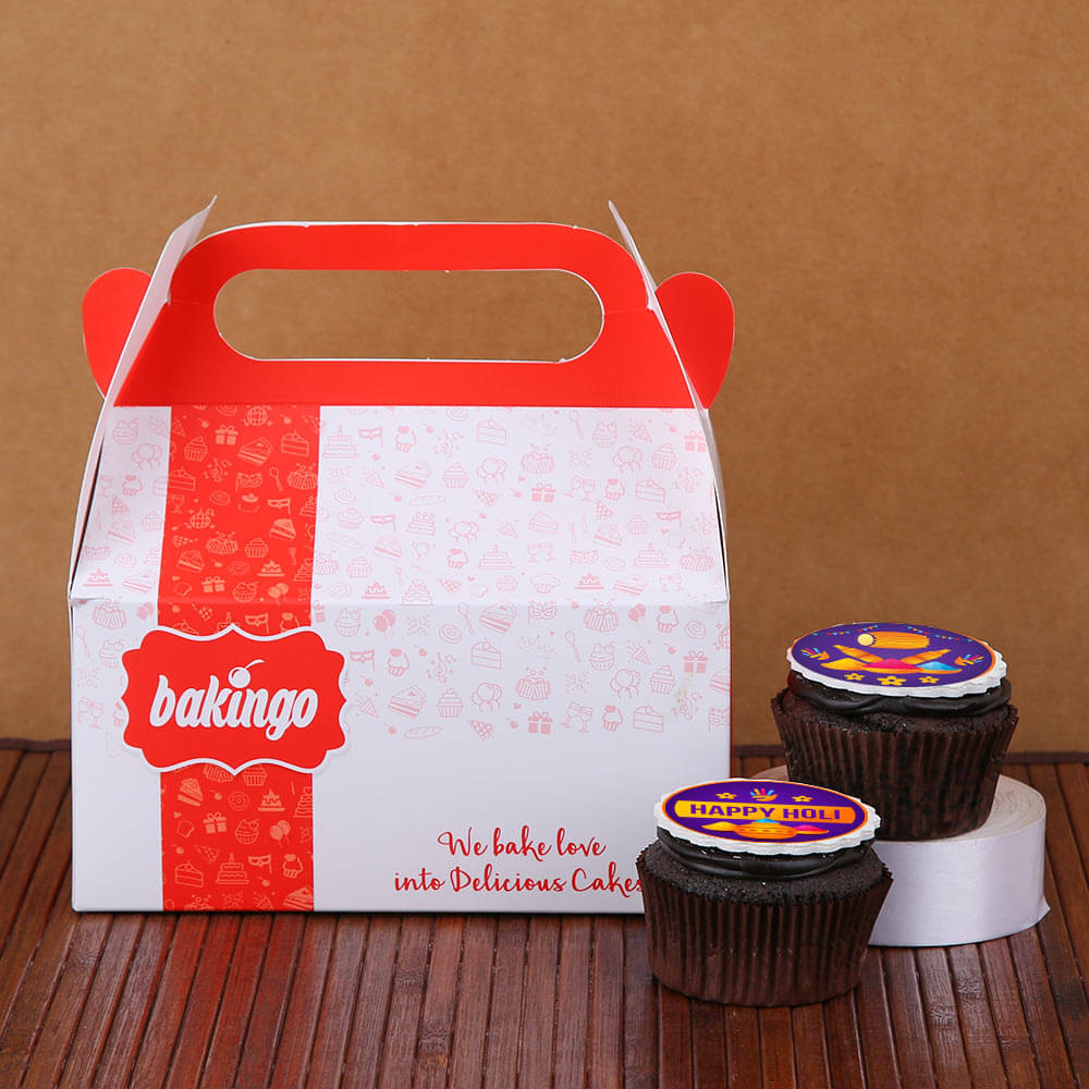 Side View of Holi Chocolate Special Poster Cupcakes