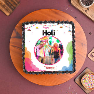 Top View of Photo Cake for Holi