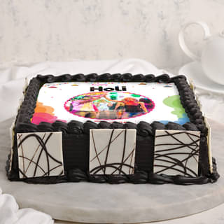 Top Side View of Photo Cake for Holi