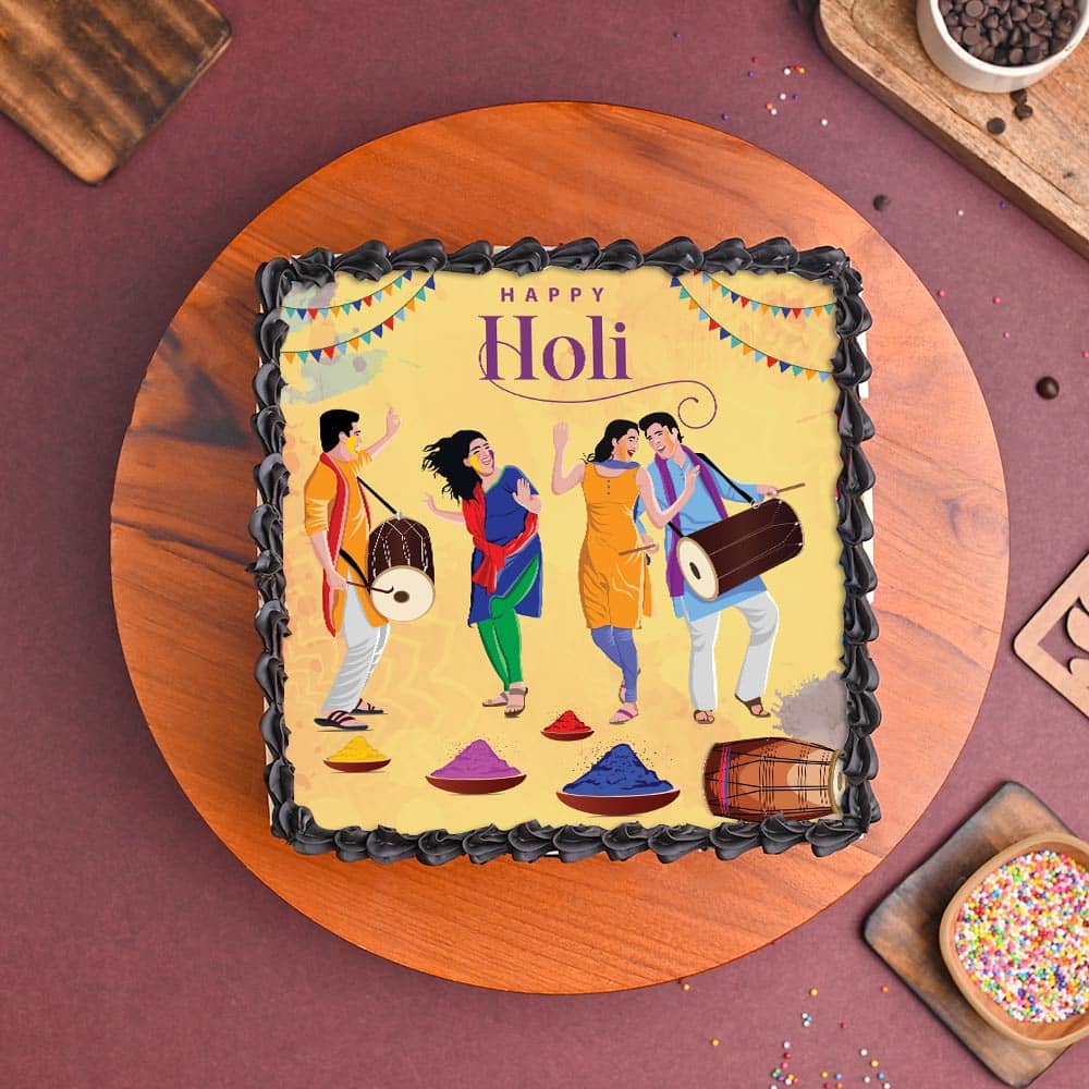 Happy Holi Poster Cake