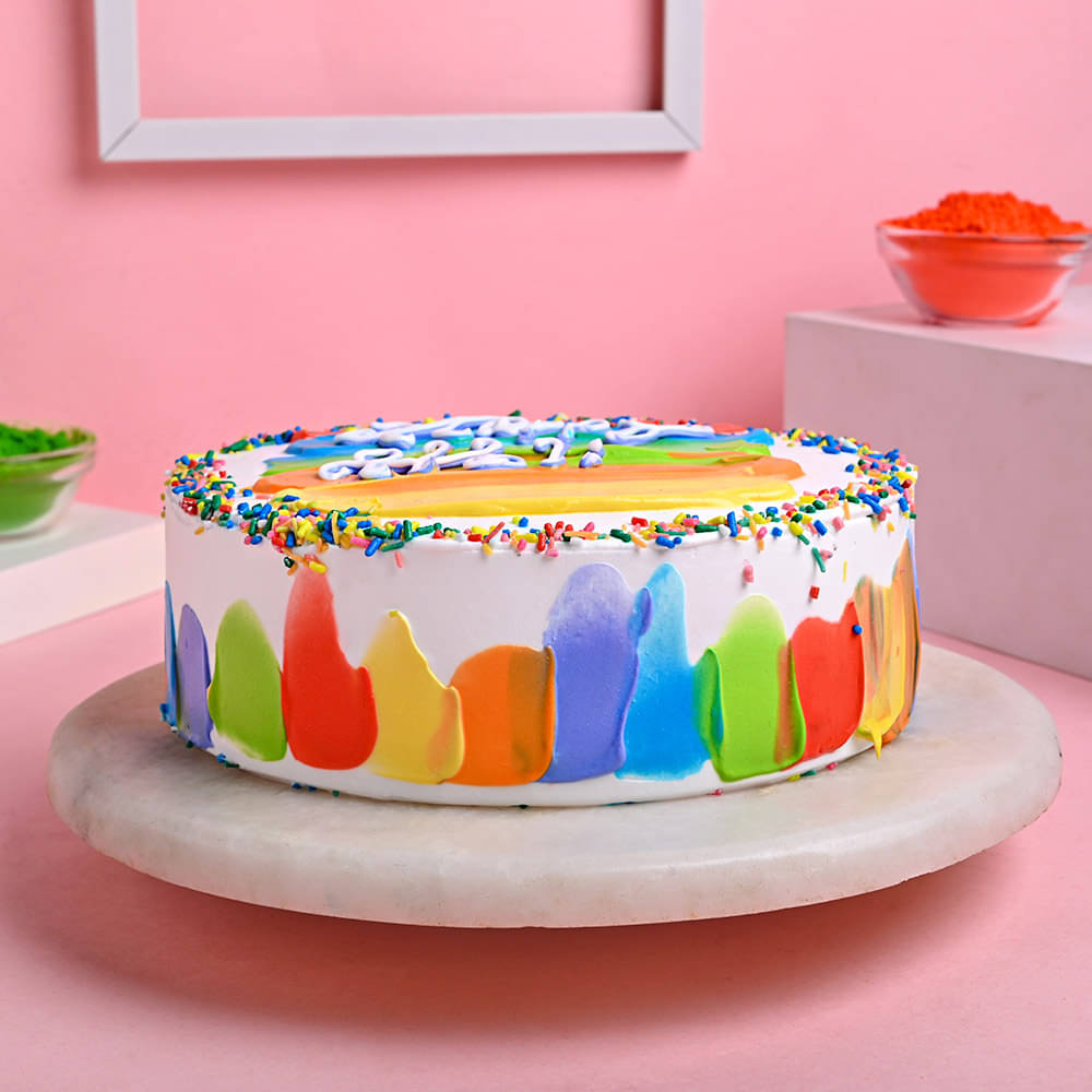 Holi Vibrant Frosted Pineapple Cake
