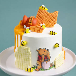 Zoomed-In View of Honey Day Pooh Cake