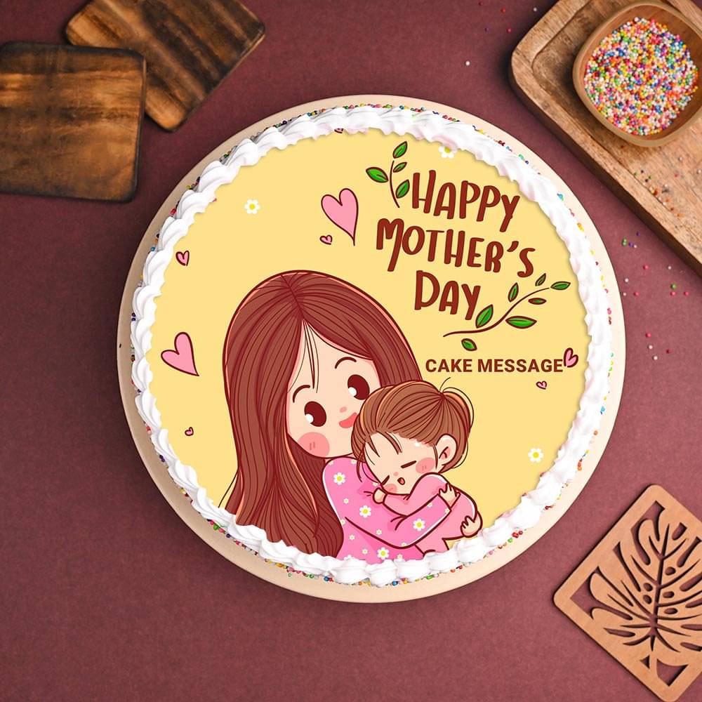 Top View: Vanilla Poster Cake for Mother's Day