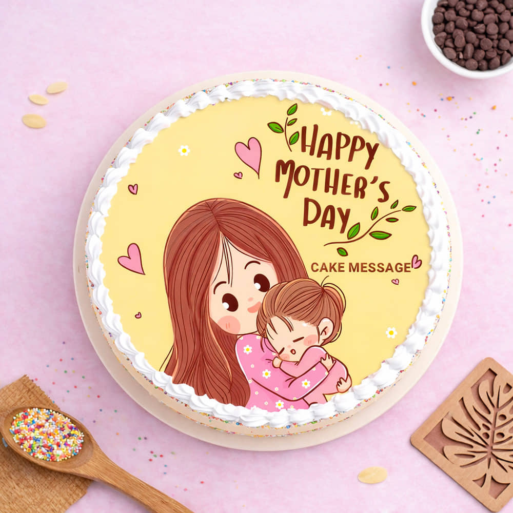 Top View: Vanilla Poster Cake for Mother's Day