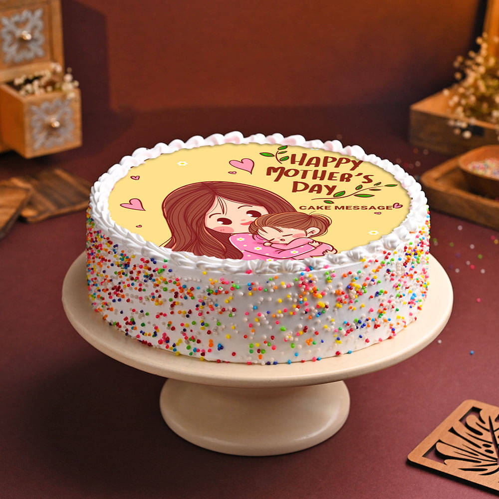 Top View: Vanilla Poster Cake for Mother's Day