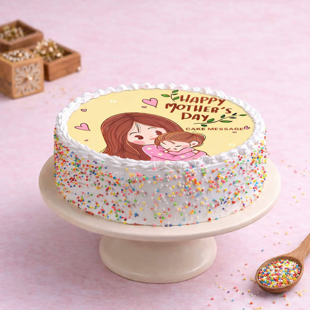 Top View: Vanilla Poster Cake for Mother's Day