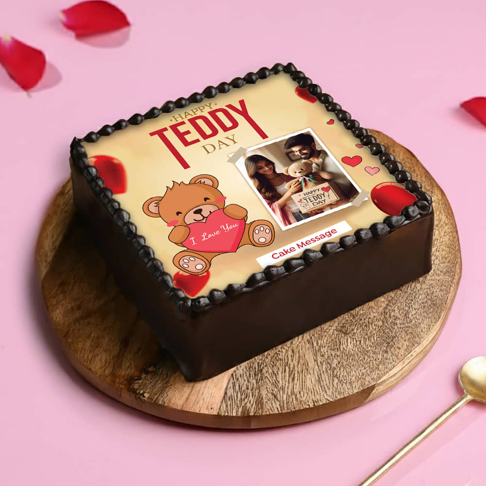 I Love You Teddy Day Photo Cake I Love You Teddy Day Photo Cake