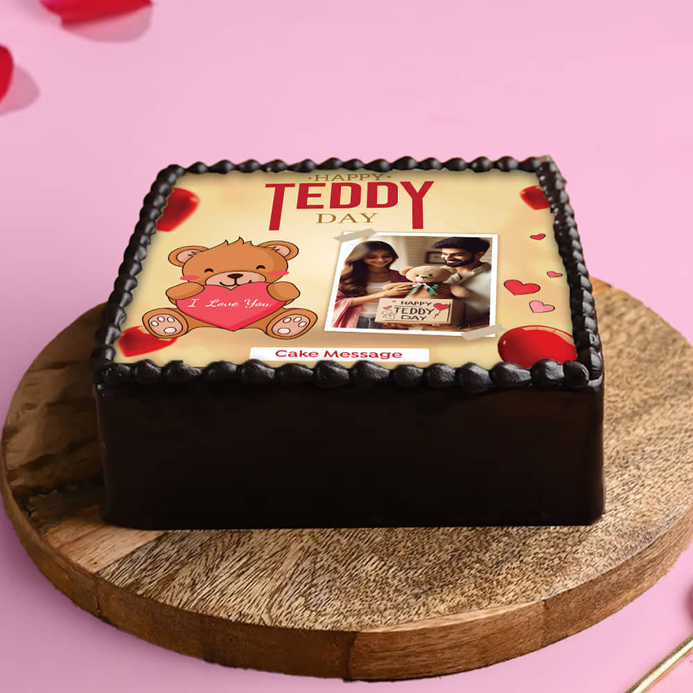 I Love You Teddy Day Photo Cake