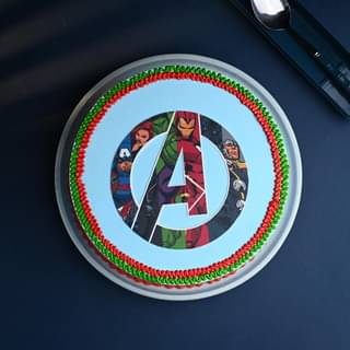 Top View of Iconic Avengers Cake