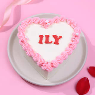 Top View of ILY Heart Bento Cake