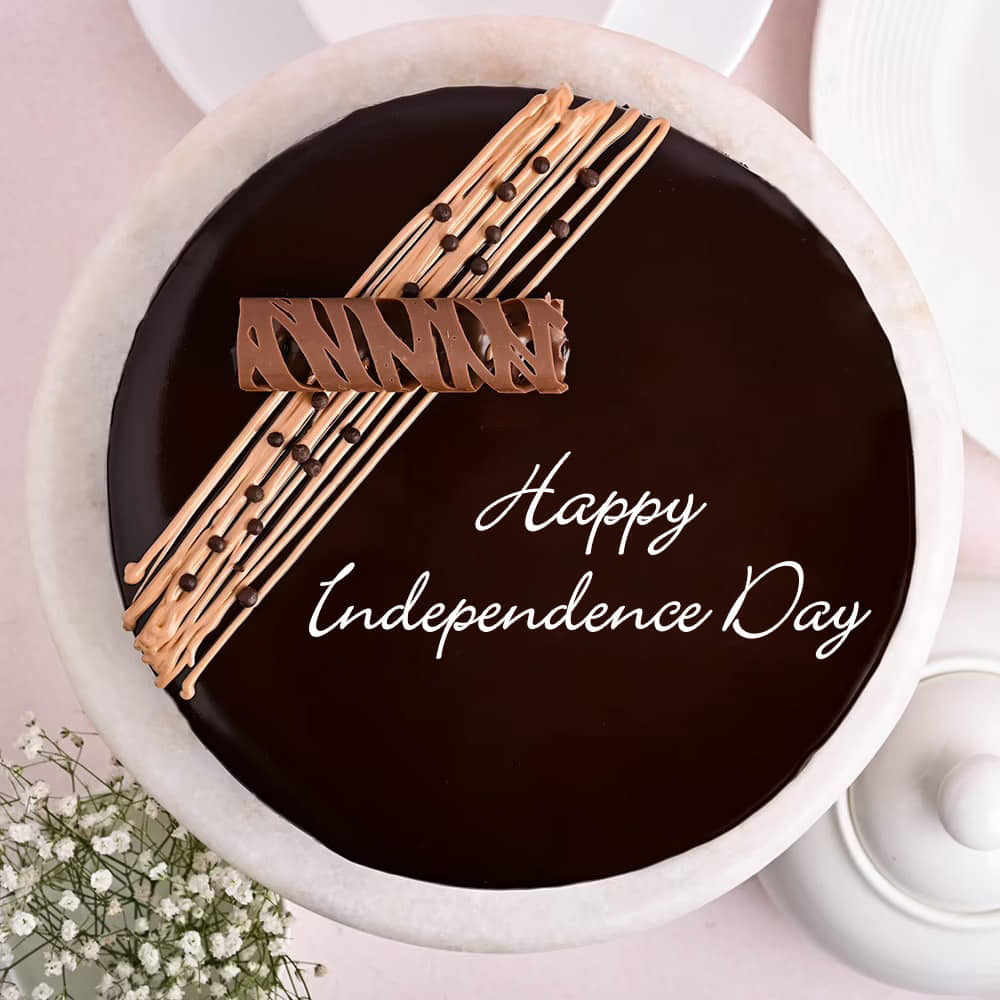 Top View of Independence Day Chocolate Truffle Cake
