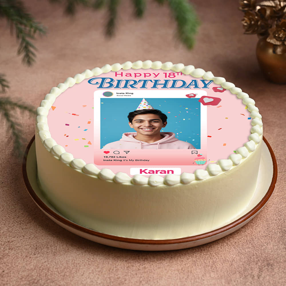 Insta King Eighteenth Photo Birthday Cake