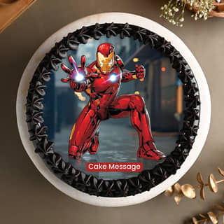 Top View of Iron Man Theme Cake
