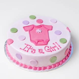 Its A Girl Polka Design Fondant Cake