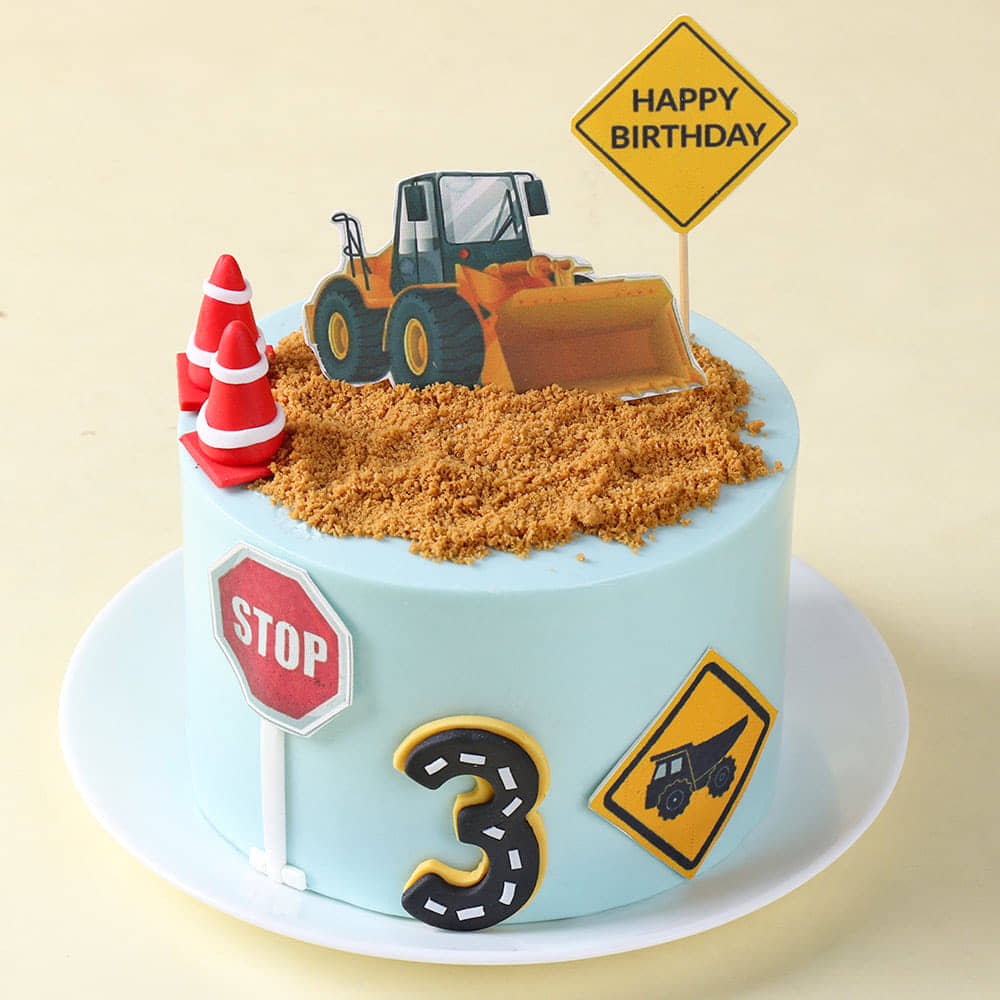JCB Excavator Cake With Birthday Topper