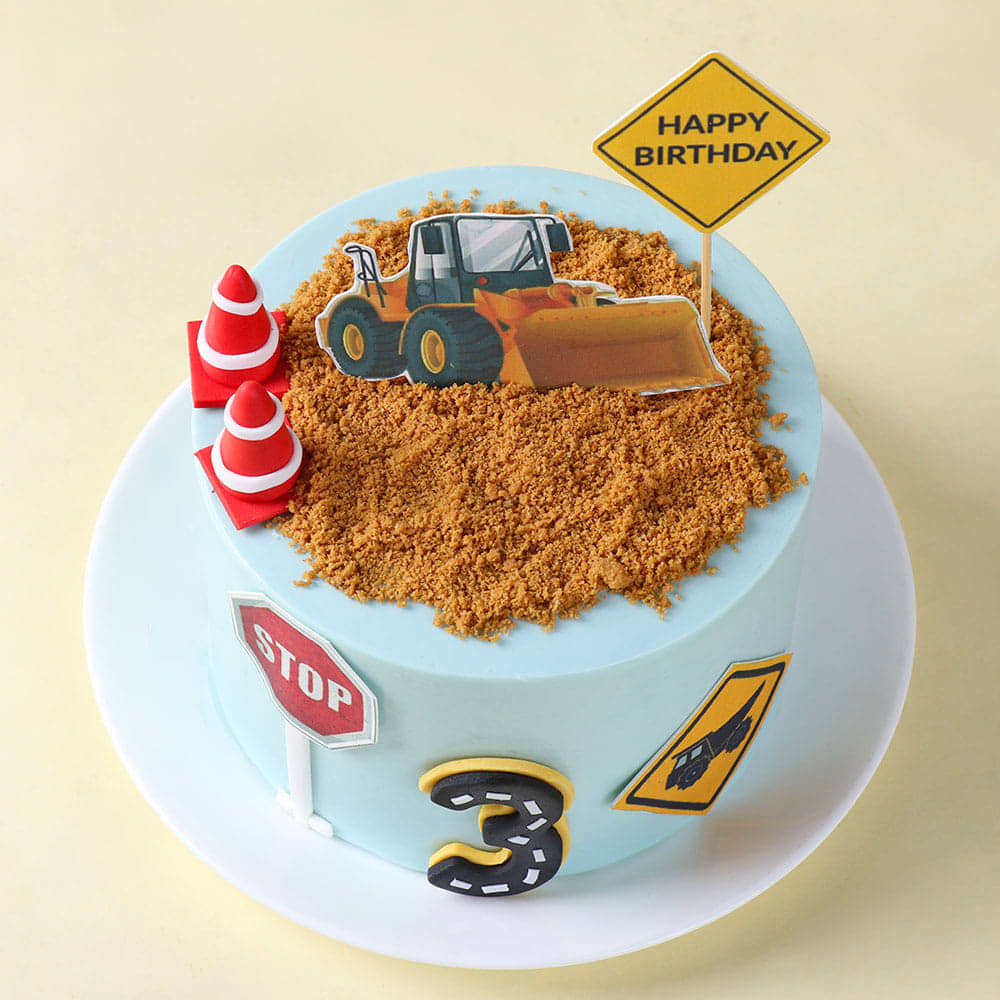 JCB Excavator Cake With Birthday Topper