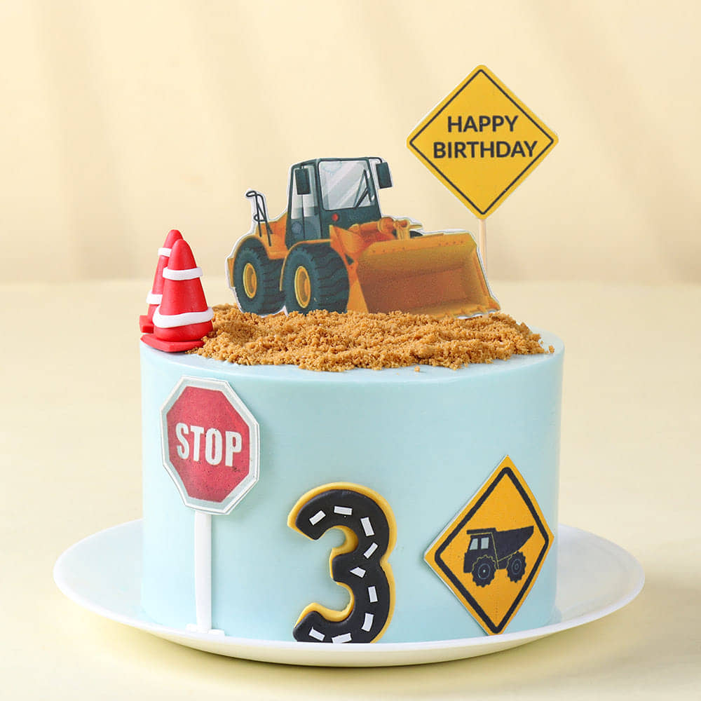 JCB Excavator Cake With Birthday Topper