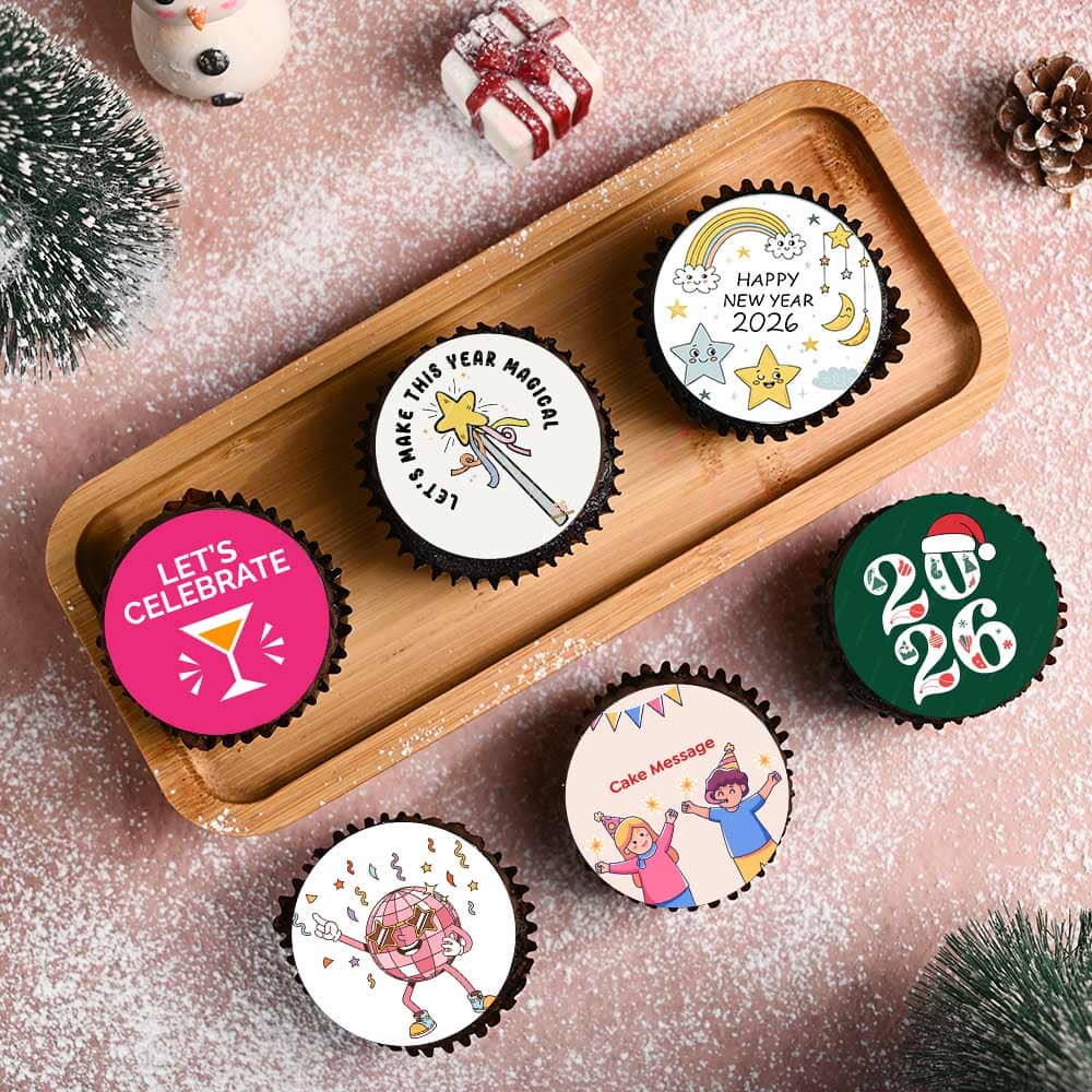 Joyful New Year Cupcake Set Of Six