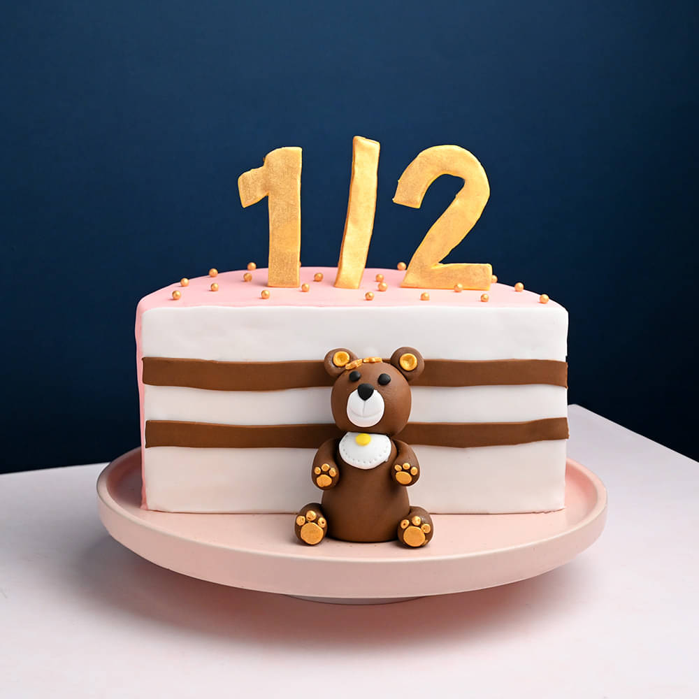 Pink Half Way To One Custom Cake | 6 months birthday cake | Half birthday  cake