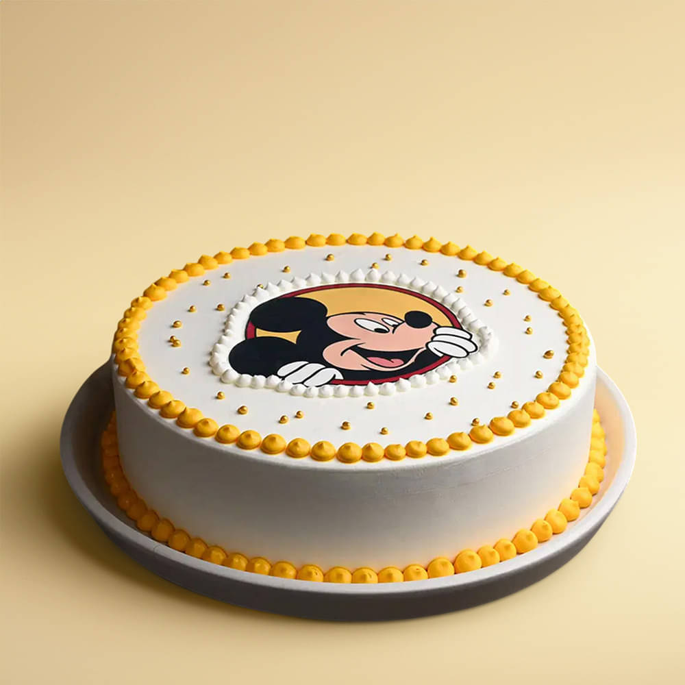 Side View of Joyous Mickey Mouse Cake