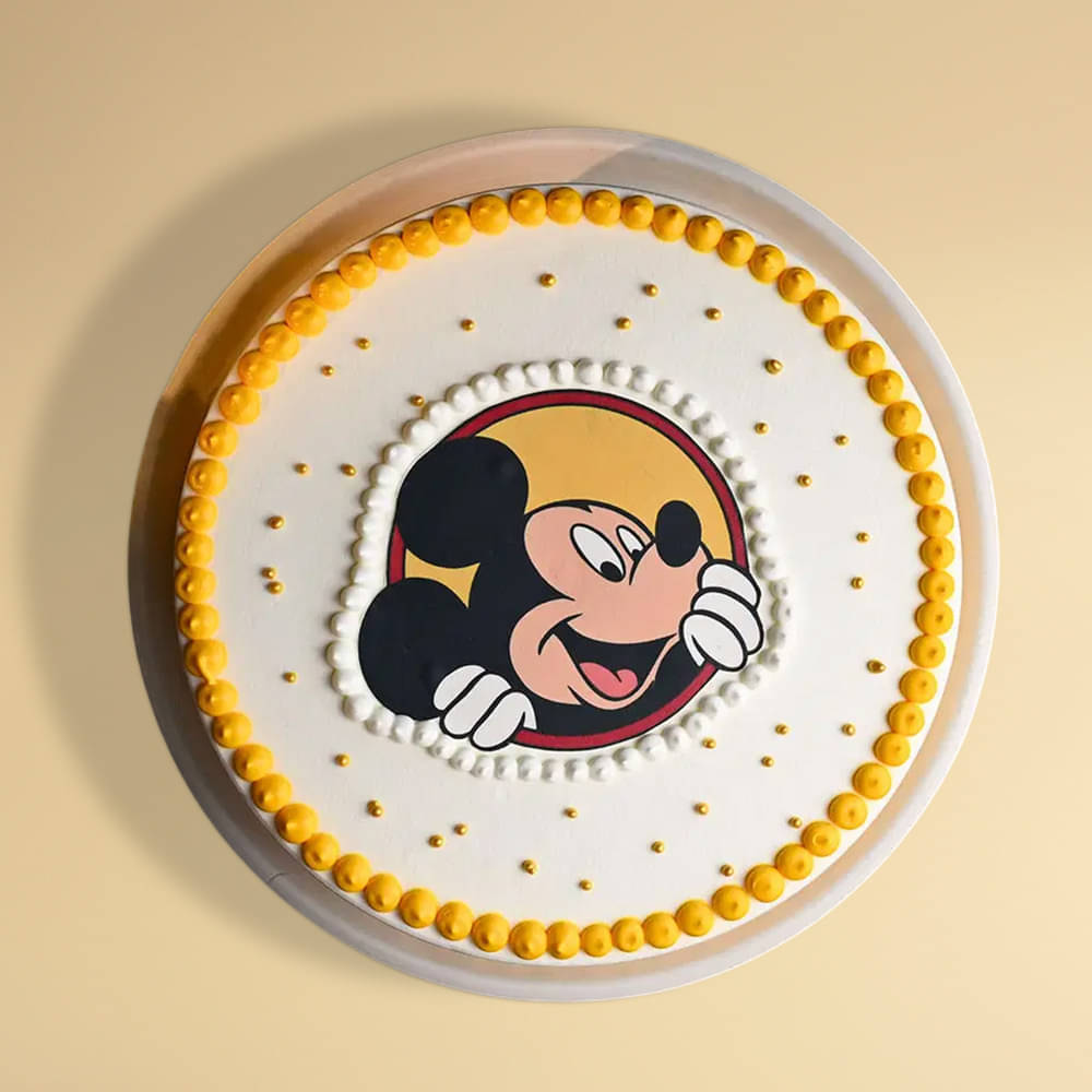 Top View of Joyous Mickey Mouse Cake