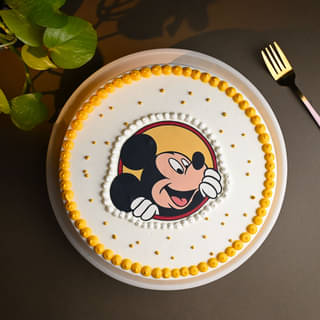 Top View of Joyous Mickey Mouse Cake