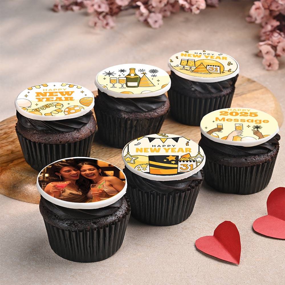 Joyous New Year Photo Cupcakes