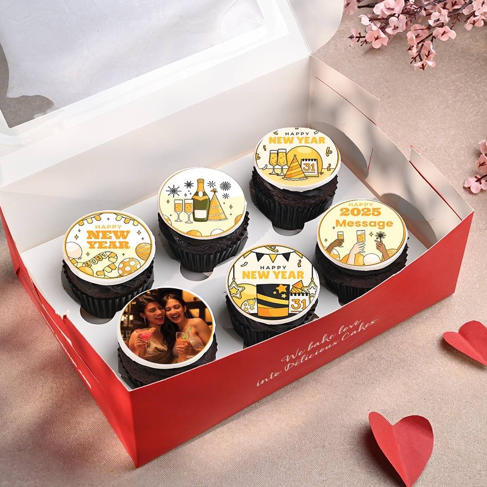 Joyous New Year Photo Cupcakes