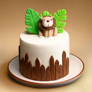 Front View of Jungle Joy Lion Cake Online