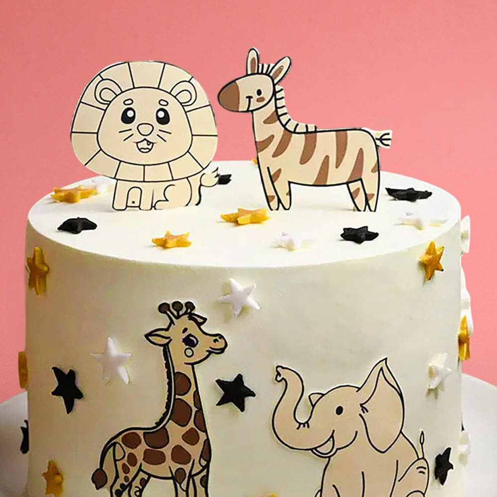 Top View of Jungle Safari Cake