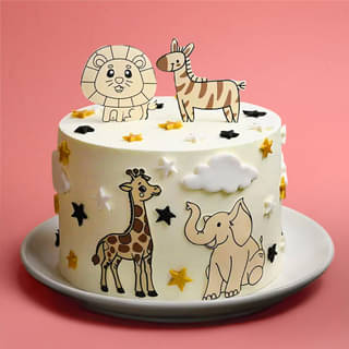 Front View of Jungle Safari Cake