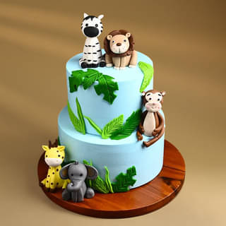 Front View of Jungle Safari Party Cake