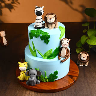 Top View of Jungle Safari Party Cake
