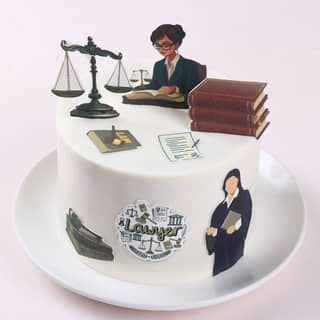 Front View of Justice Served Lawyer Cake