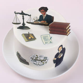 Top View of Justice Served Lawyer Cake