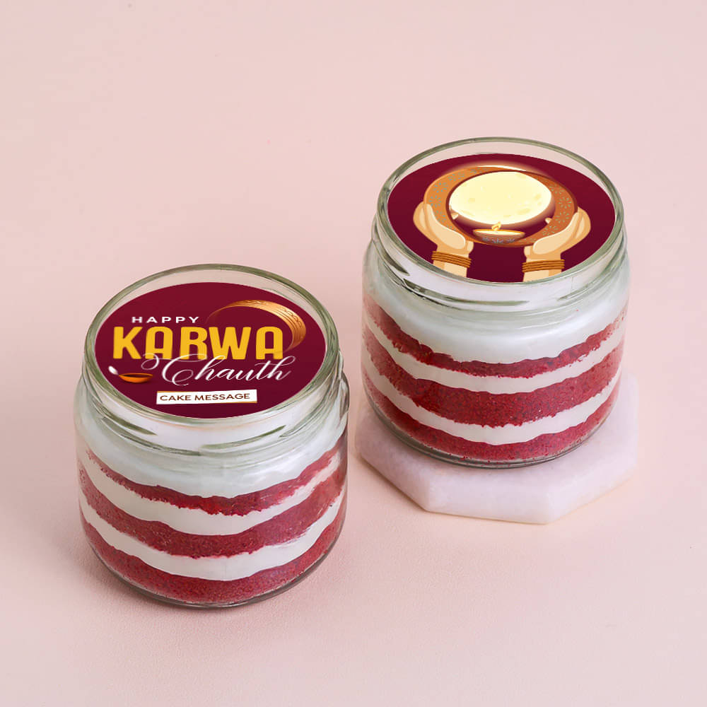 Karwa Chauth Red Velvet Jar Cakes Duo