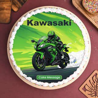 Top View of Kawasaki Bike Theme Cake Top View of Kawasaki Bike Theme Cake