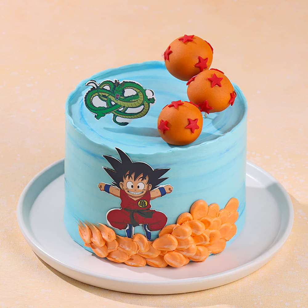 Front Angled View of Kid Goku Dragon Ball Cake
