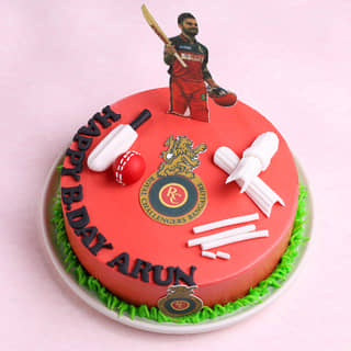 Top View of King Kohli RCB Cricket Cake