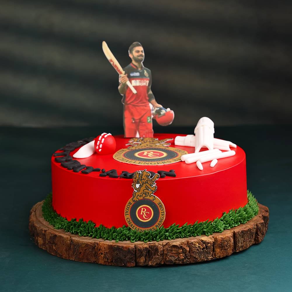 Side View of King Kohli RCB Cricket Cake